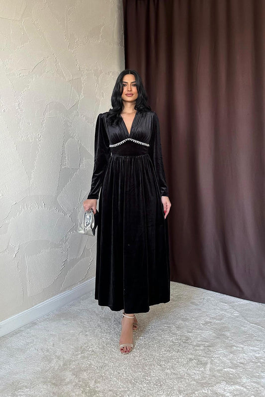 Rochie Elegantă Catifelată - Midnight Glow