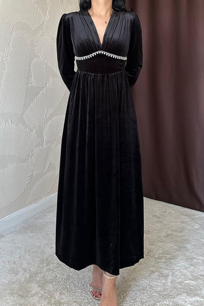 Rochie Elegantă Catifelată - Midnight Glow