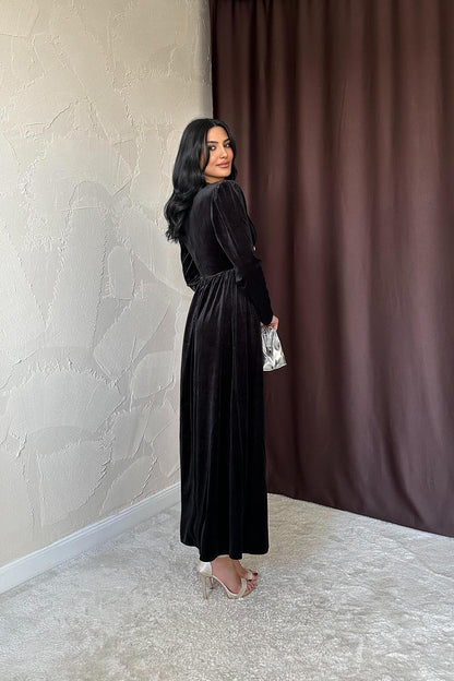 Rochie Elegantă Catifelată - Midnight Glow